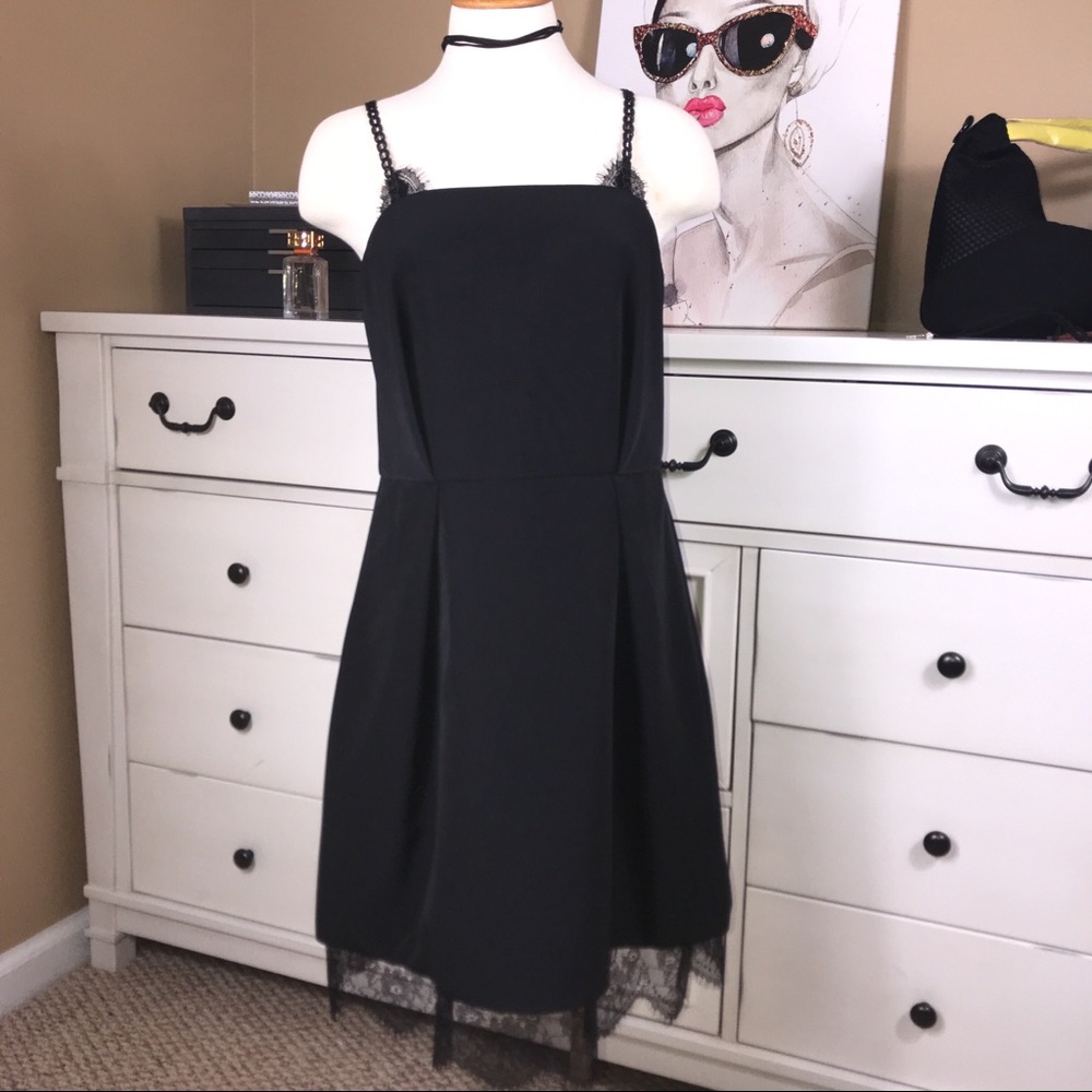 TopShop Chain Loop Lace Mini Prom Dress Black 10